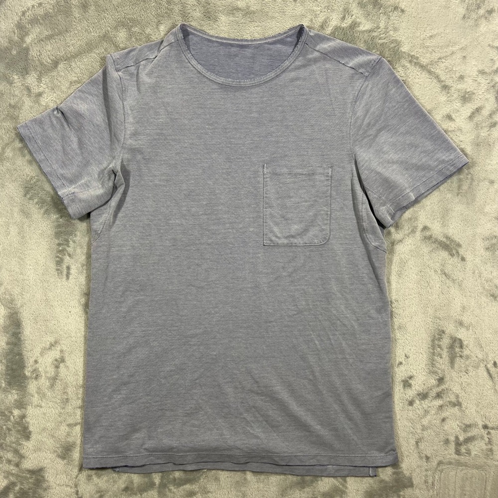 LULULEMON Fundamental SS Pocket Tee Mens Small Blue Grey‎ Good Heathered Soft